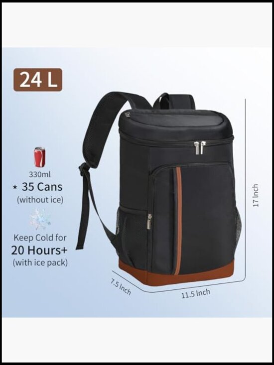 Insulated Backpack Cooler Lightweight Waterproof 35 Can Capacity Outdoor